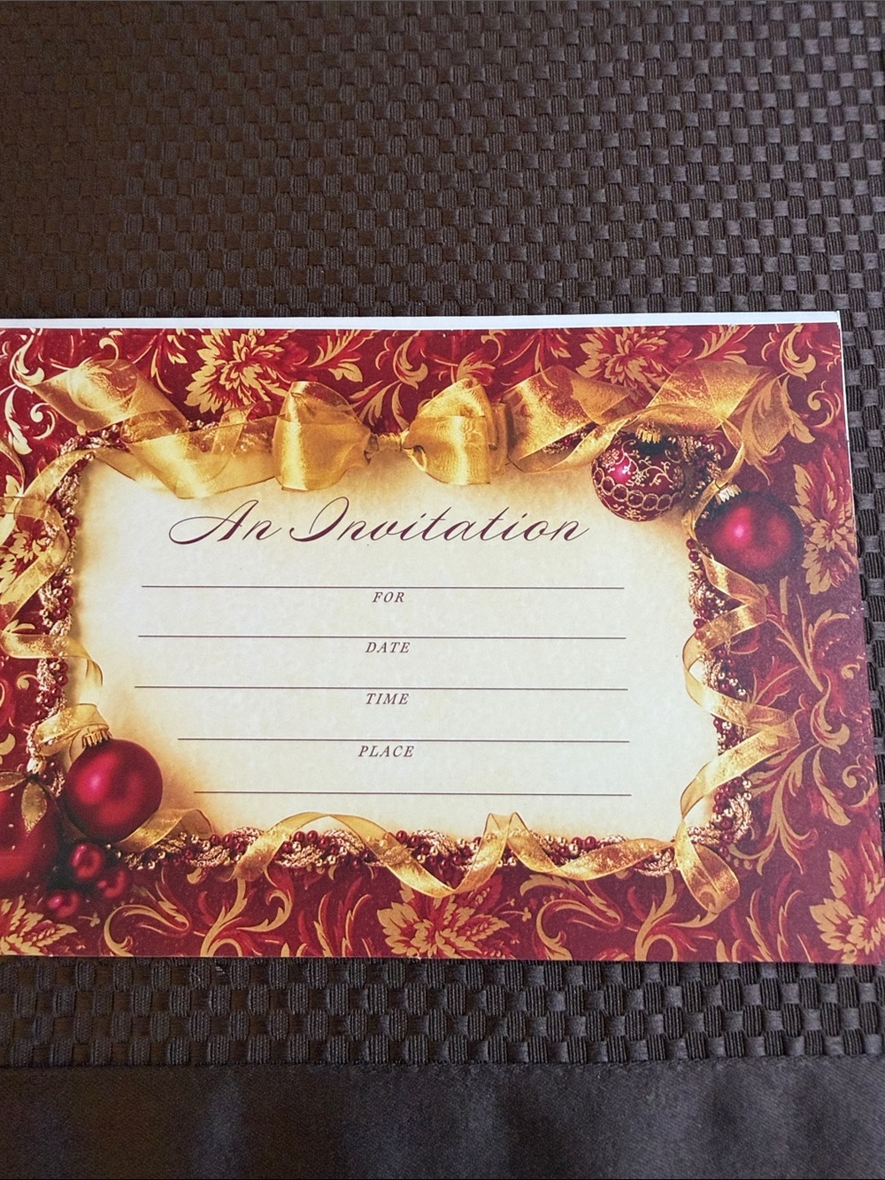 Vintage Holiday Invitation Cards - Red and Gold Festive Design (8) + 2 Caspari